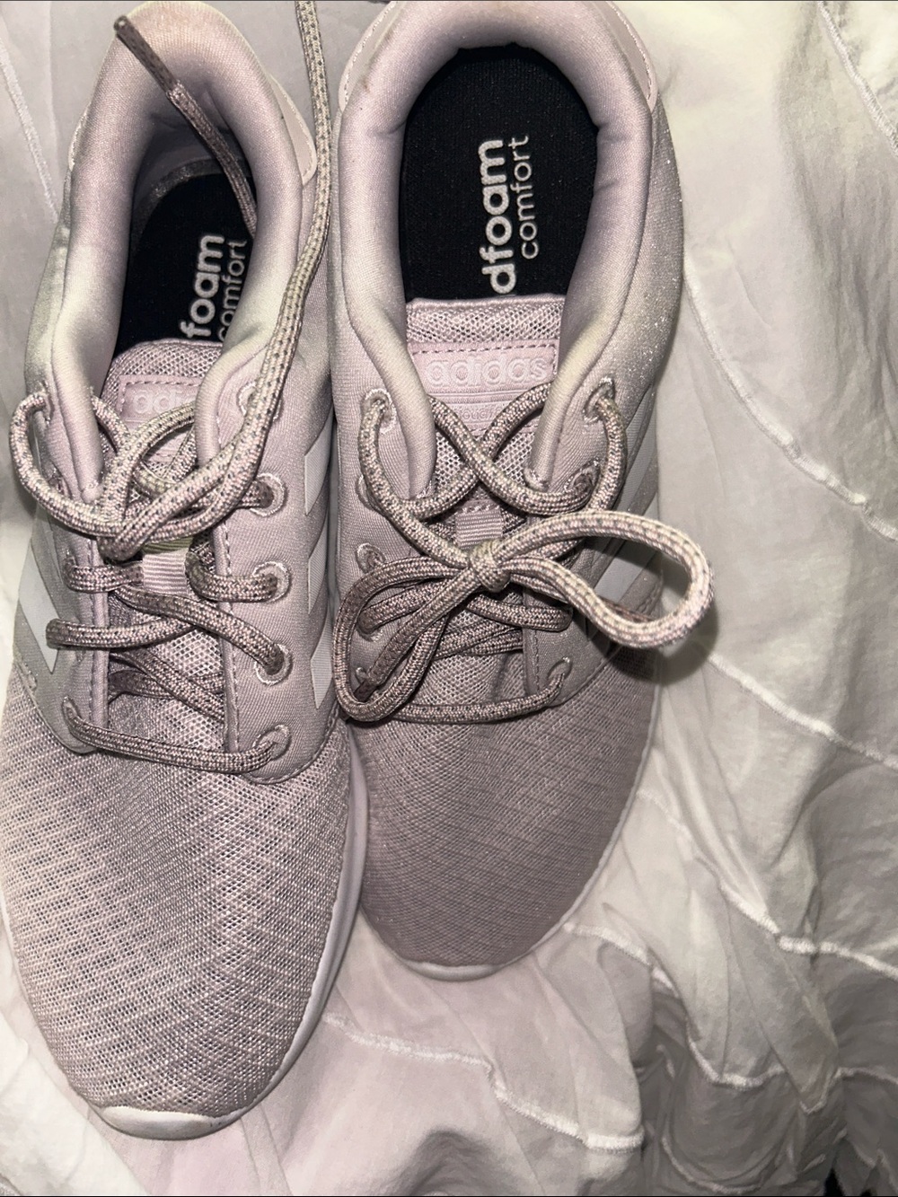 adidas Women's Light Pink Cloudfoam Lace-Up Athletic Sneakers